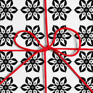 Cadeau Coupez-le ! Papier d'emballage à fleur noire