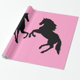 Cadeau Couple Cheval noir Papier à envelopper Couleur per