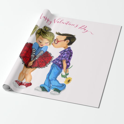 Cadeau Couple Love Valentine's Day Papier à envelopper ca (Déroulé)