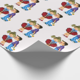 Cadeau Couple mignon Ton papier d'enveloppement de la Sai