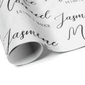 Cadeau Couple Names White Gift Papier Mariage (Coin rond)