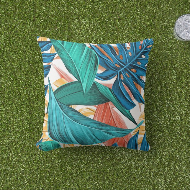 cadeau coussin extérieur tropical artistique pour  (Herbe)