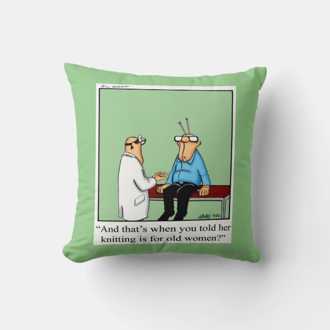 Cadeau Coussin tricot Humour (Recto)