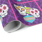 Cadeau Crânes et papier d'emballage d'ornements (Coin rond)