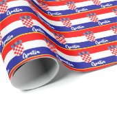 Cadeau Croatie Papier à envelopper, Drapeau croate patrio (Coin rond)