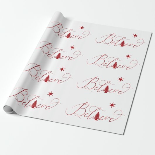 Cadeau Croire Élégant Script Vacances Papier d'enveloppem (Déroulé)