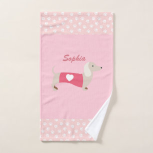 Cadeau customisé par serviette rose de teckel
