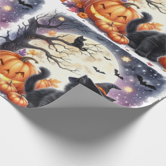 Cadeau Cute Black Kitty Chat Halloween Papier à enveloppe (Coin)