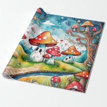 Cute champignons cottage coeur motif papier d'enve