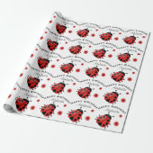 Cadeau Cute moderne Rouge Ladybug sur papier d'emballage  (Déroulé)