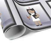 Cadeau Cute Nurse 1 Papier d'enveloppement (Coin rond)