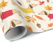Cadeau Dachshund Automne Saison Automne Papier d'envelopp (Coin rond)