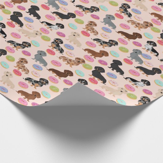 Cadeau Dachshund donuts enveloppant du papier (Coin)