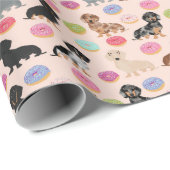 Cadeau Dachshund donuts enveloppant du papier (Coin rond)
