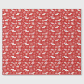 Cadeau Dachshund Snowflakes Red Wrapper Papier Noël (Plat)