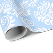 Cadeau Damas bleu et blanc| Papier à envelopper (Coin rond)