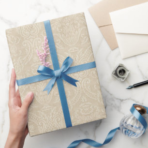 Cadeau Damassé élégante florale beige de papier peint