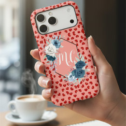 Cadeau d'amour à fleurs bleues et cœurs rouges per