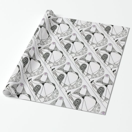 Cadeau "Dancing Hen" Abstract Design Papier à envelopper (Déroulé)