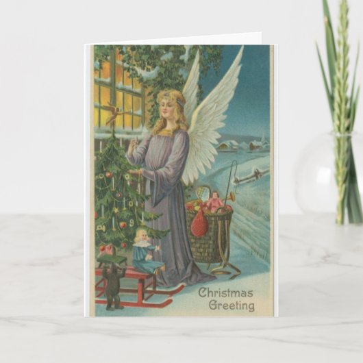 cadeau d'ange vintage carte de voeux de Noël (Devant)