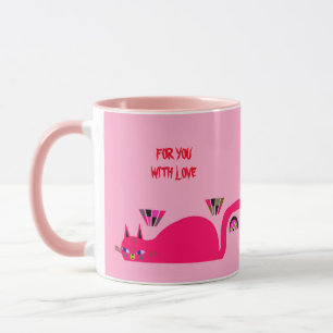 CADEAU D'ANNIVERSAIRE MUG CHAT ROSE