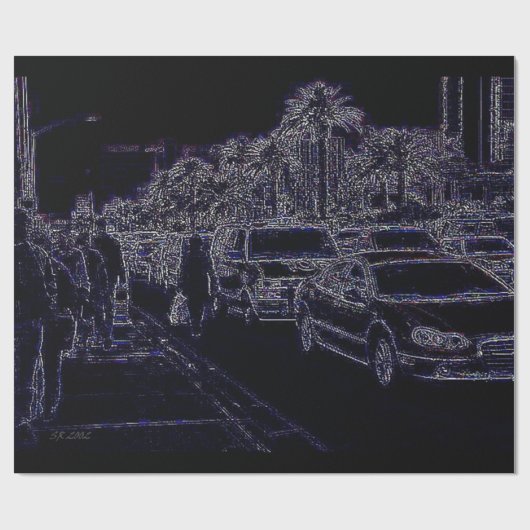 Cadeau Dans le papier d'emballage noir mat de trafic (Plat)