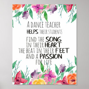 Cadeau dansleraar Waardering Dank je quote Poster