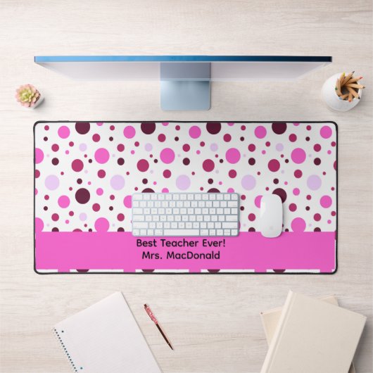 Cadeau d'appréciation d'enseignant à pois rose (Bureau 1)