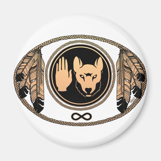 Cadeau d'art autochtone Metis Wolf Magnet (Devant)