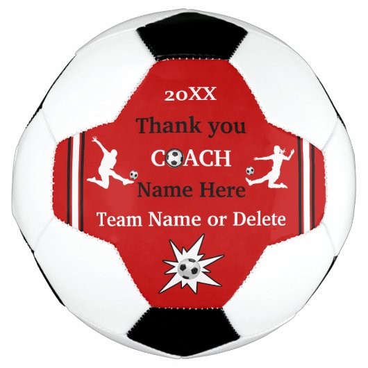 Cadeau de balle de football personnalisé rouge, bl (Devant)