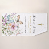 Cadeau de baptême Fleurs & Papillon Pastel Joyeux (Serviette de bain)