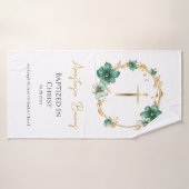 Cadeau de baptême orthodoxe Fleurs Bleu sarcelle e (Serviette de bain)