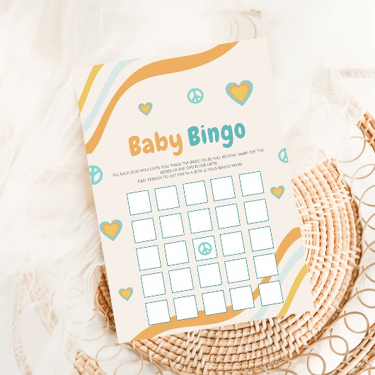 Cadeau de bingo de Baby Shower Groovy Carte de jeu