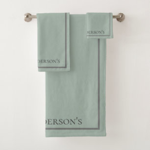 Cadeau de bordure grise verte sauge Monogramme