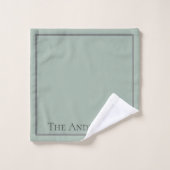 Cadeau de bordure grise verte sauge Monogramme (Gant de toilette)