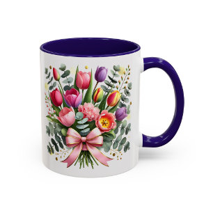 Cadeau de Bouquet de Mug Fleur de Tulipe Élégant