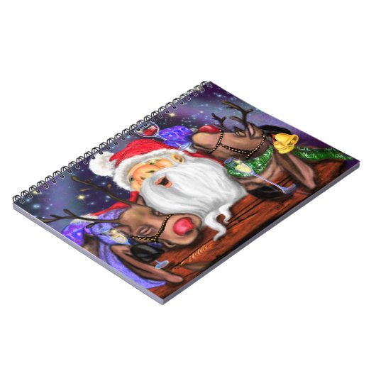 Cadeau de Carnet de Noël Père Noël et Reindeers -  (Côté gauche)