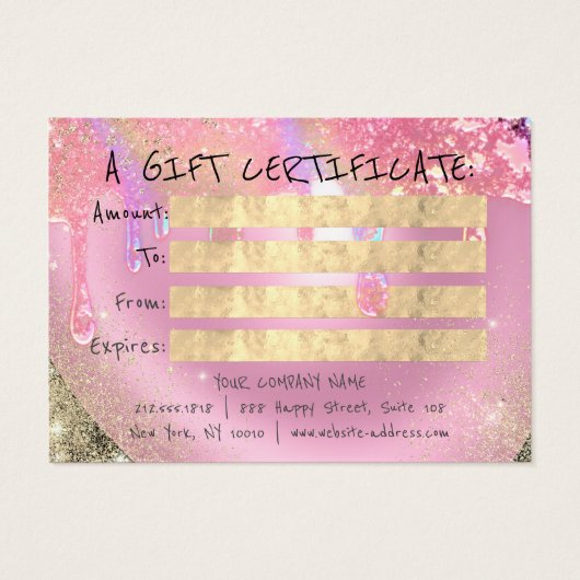 Cadeau de certificat clous de maquillage rose Code (Dos)