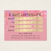 Cadeau de certificat clous de maquillage rose Déch (Dos)