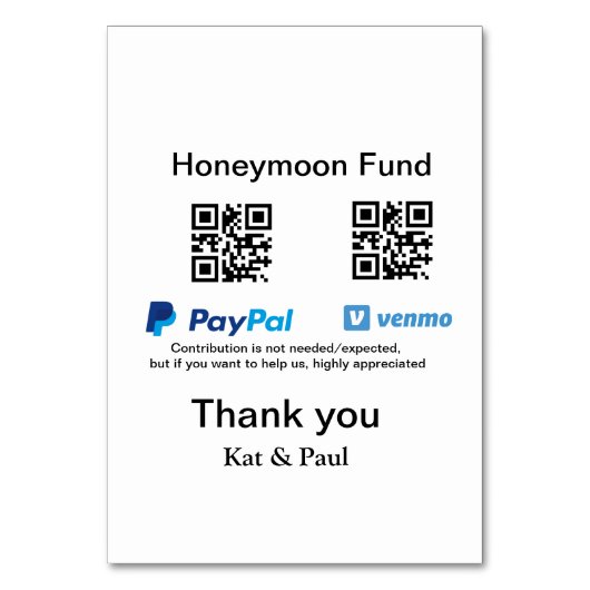 Cadeau de lune de miel PayPal Venmo code QR merci (Par défaut)