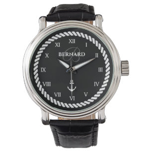 Cadeau de luxe nautique de montre avec le nom fait