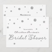 Cadeau de mariage Blanc Argent Paillettes Carte Mo (Devant / Derrière)