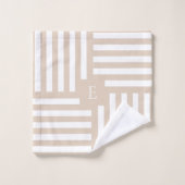 Cadeau de mariage pour salle de bain rayée beige e (Gant de toilette)