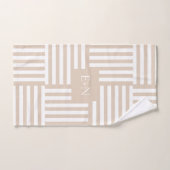 Cadeau de mariage pour salle de bain rayée beige e (Serviette à main)