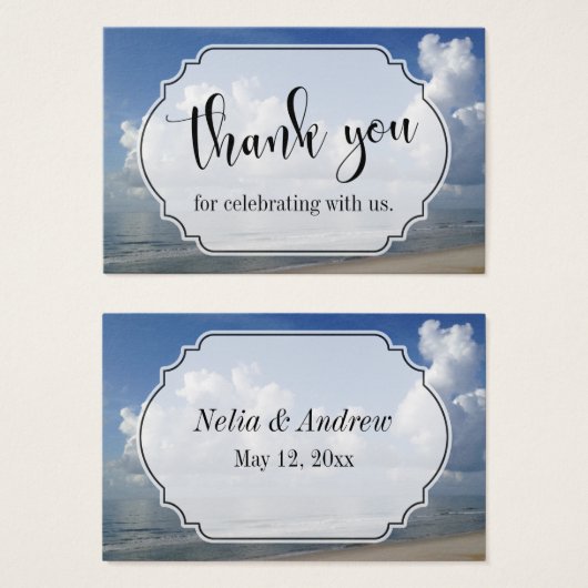 Cadeau de mariage sur le thème de la plage Merci (Devant & derrière)