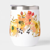 Cadeau de monogramme floral orange Nom (Droite)