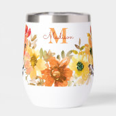Cadeau de monogramme floral orange Nom (Arrière)