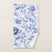 Cadeau de motif de toile florale bleu blanc frança (Serviette à main)