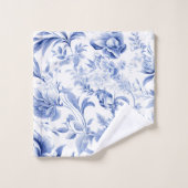 Cadeau de motif de toile florale bleu blanc frança (Gant de toilette)