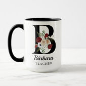 Cadeau de mug à monogramme floral personnalisé pou (Gauche)
